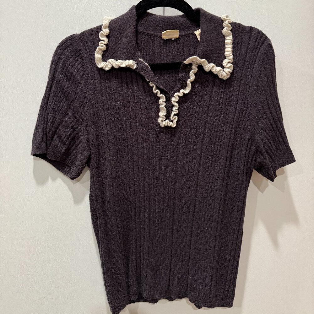 Levi's Short Sleeve Sweater with White Ruffle
